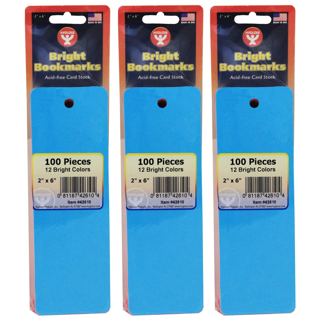 Hygloss® Mighty Bright™ Assorted Colors Bookmarks, 3 Packs of 100